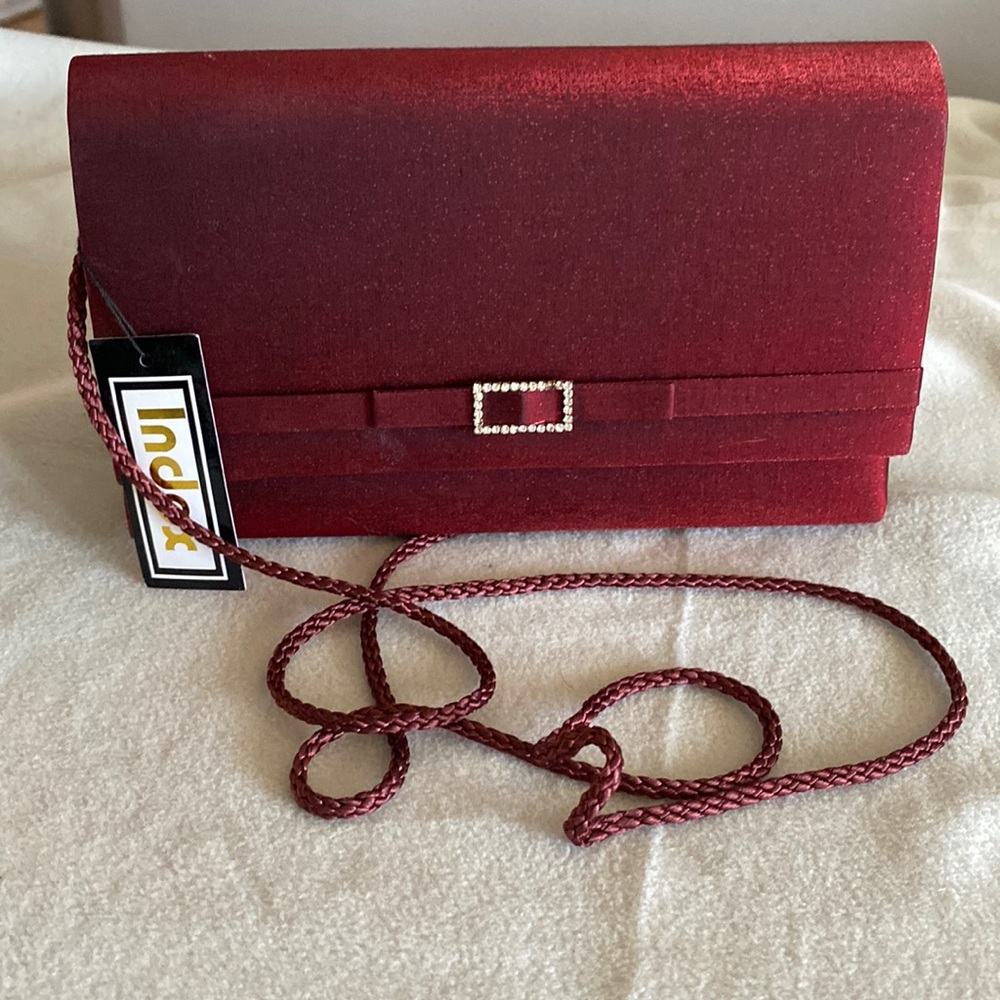 Burgundy satin clutch